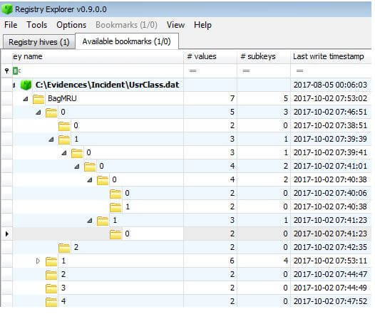 Просмотр значений MRU в утилите Registry Explorer