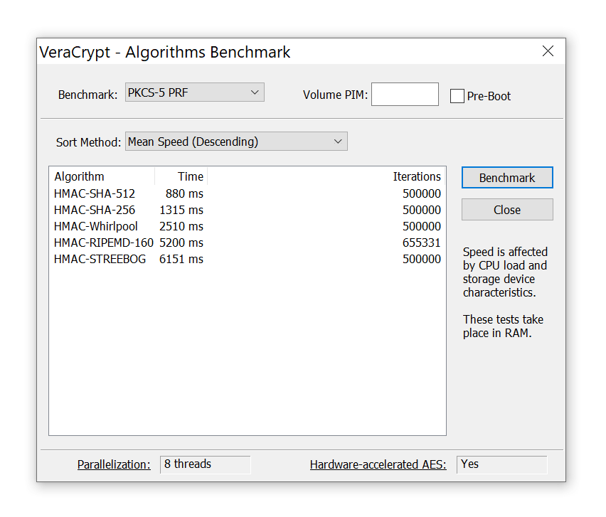 Use PIM в VeraCrypt